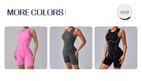 Yoga Jumpsuit Summer Short Sleeveless Sports Wear Gym Fitness Sports Bodysuit Women Dance Running Workout Clothes Yoga Jumpsuit