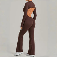 Women's Seamless Yoga Jumpsuits Sports Fitness Gym One-piece Long-sleeves Hip-Lifting Beauty Back Workout Training Bodysuits