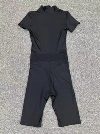 Women's One-Piece Suit Zipper Short Sleeve Gym Push Up Workout Clothes Fitness Short Bodysuit Sportswear Jumpsuits