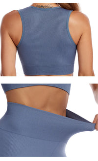 New Sports Bra Women Sexy Deep U-neck Push Up Gym Jogging Yoga Fitness Shockproof Vest Crop Tops Female Sport Bras Set for Women