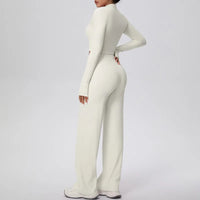 Women’s Seamless Yoga Set with long sleeve top and wide-leg pants