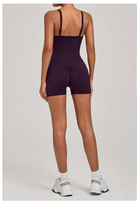 Womens Two Way Wear Bodysuit Sleeveless Yoga Stretch One Piece Romper Sexy Fitness Side Pockets Sportwears Bodysuit
