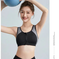 Sports Bra Women Push Up Front Zipper Shockproof Patchwork Gym Jogging Crop Top Female Running Fitness Vest Sport Bras for Women