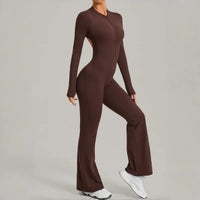 Women's Seamless Yoga Jumpsuits Sports Fitness Gym One-piece Long-sleeves Hip-Lifting Beauty Back Workout Training Bodysuits