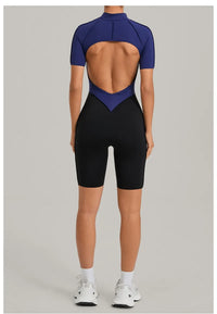 Women's Seamless Yoga Jumpsuit Sports Workout Running Hip-lifting Slim Fit Shorts One-Piece Training Fitness Gym Bodysuit