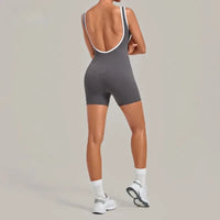 Women's Seamless Yoga Jumpsuits Sports Fitness Gym Sleeveless Backless Hip-lifting Shorts One-piece Training Workout Jumpsuit