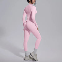 Women's Seamless Yoga Sets Sports Fitness Zipper Long-Sleeve Jacket Slim-fit Hip Lift Pants Suits Workout Training Gym Sets