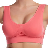 Sports Bra Women Hollow Mesh Gym Jogging Crop Top Female More Size Tops Yoga Fitness Vest Sujetador Push Up Sport Bras for Women