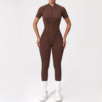 With Zipper Hollow Back Yoga Jumpsuit Sportswear Women Gym Clothes Running Fitness Yoga Backless Bodysuit