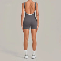 Women's Seamless Yoga Jumpsuits Sports Fitness Gym Sleeveless Backless Hip-lifting Shorts One-piece Training Workout Jumpsuit