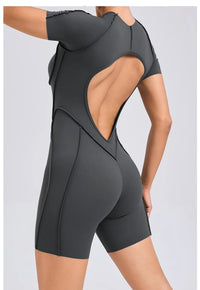Short Jumpsuit Gym Clothes For Women Sportswear Fitness Overalls Backless Scrunch Booty Yoga Suit Sports Set Outfit
