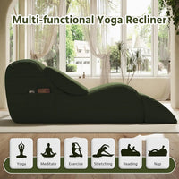 Corduroy Yoga Sofa - All Sponge Filled Stretching Lounge Chair with Side Pocket for Home Fitness & Relaxation