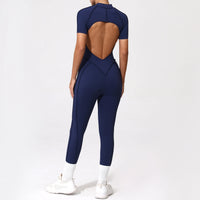 With Zipper Hollow Back Yoga Jumpsuit Sportswear Women Gym Clothes Running Fitness Yoga Backless Bodysuit