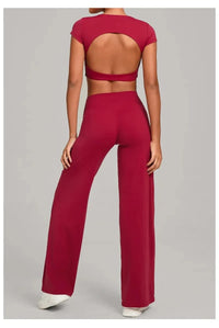 Women's Seamless Yoga Sets Sports Fitness Short-sleeved Loose Hip-lifting Pants Tracksuits Workout Gym Training Slim Fit Sets