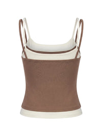 Summer Women's Camisoles Casual Stylish Contrast Color Layered Tank Tops Spaghetti Strap Slim Fit Vest Sporty Fitness Daily