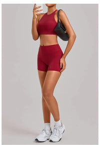 Women's Nude Yoga Sets Sports Cross Beauty Back Bra Hip-lifting Slim Fit Shorts Suits Running Fitness Workout Gym Sets