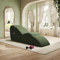 Corduroy Yoga Sofa - All Sponge Filled Stretching Lounge Chair with Side Pocket for Home Fitness & Relaxation