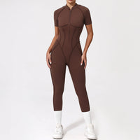 With Zipper Hollow Back Yoga Jumpsuit Sportswear Women Gym Clothes Running Fitness Yoga Backless Bodysuit
