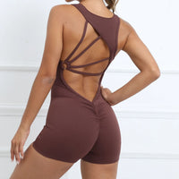 Padded Jumpsuit Sport Women Yoga Bodysuit Fitness Wear Gym Sportswear High Elastic Workout Running Clothes