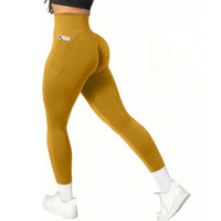 High Waist Tummy Control Yoga Pants with Pockets for Gym Workout - Breathable Stretchy Fitness Leggings