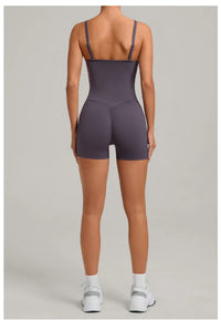 Womens Two Way Wear Bodysuit Sleeveless Yoga Stretch One Piece Romper Sexy Fitness Side Pockets Sportwears Bodysuit