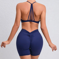 Women's 2-Piece Yoga Sets High Waist Seamless Shorts  Hip-Lifting & Backless Gym Leggings Quick Dry Workout Fitness Suits