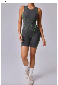 Yoga Jumpsuit Summer Short Sleeveless Sports Wear Gym Fitness Sports Bodysuit Women Dance Running Workout Clothes Yoga Jumpsuit