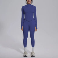 Women's Seamless Yoga Sets Sports Fitness Zipper Long-Sleeve Jacket Slim-fit Hip Lift Pants Suits Workout Training Gym Sets
