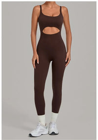 Women's Seamless Yoga Jumpsuits Sports Gym Fitness Backless Sleeveless Hip-lifting Pants One-piece Training Workout Bodysuits