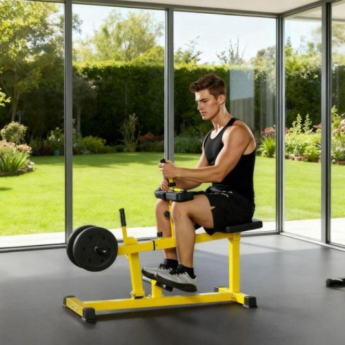 Yellow Calf Raise Exercise Machine