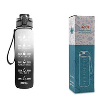 1L motivational water bottle for fitness White & Black