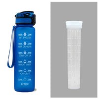 1L motivational water bottle for fitness Blue