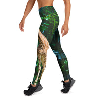 Tall Giraffe Surrounded by Greenery Yoga Leggings
