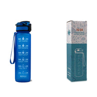1L motivational water bottle for fitness Blue