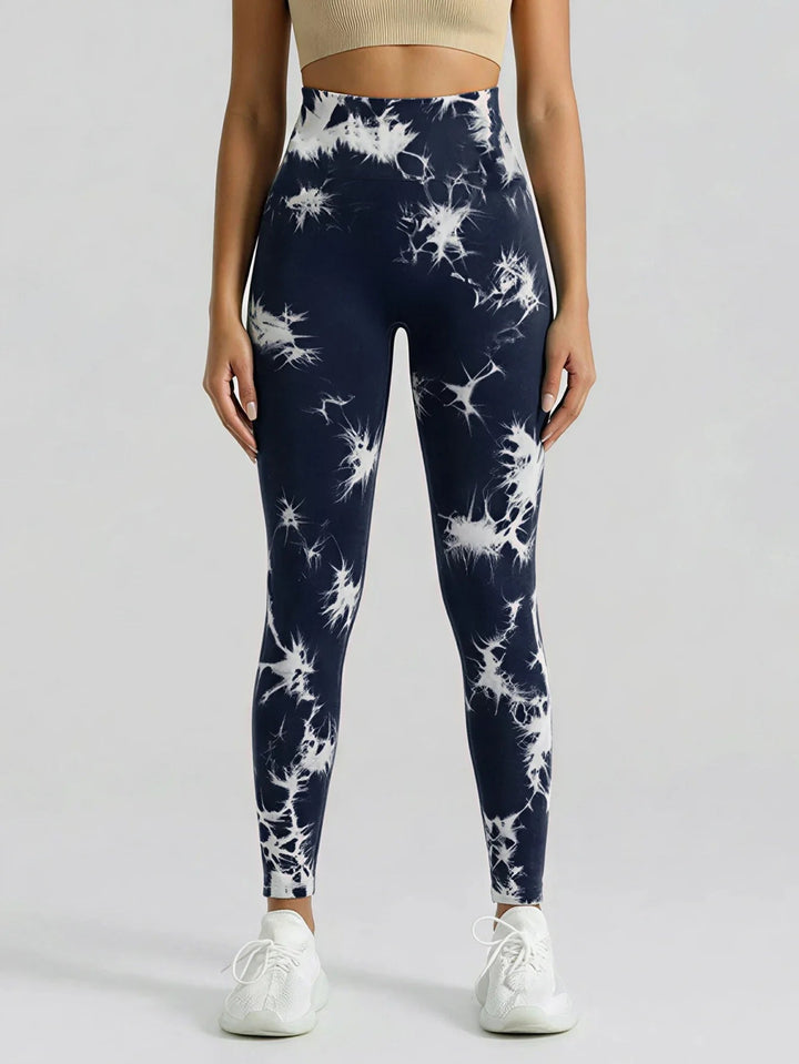 Boho Tie Dye High Waist Knit Elastic Fitness Yoga Tights Butt Lifting Workout Pants for Women - Level Up Fitness Shop