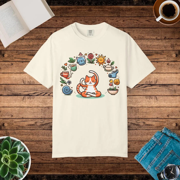 DipaliZ Cat Yoga Whimsical Pet Tee Garment-dyed T-shirt