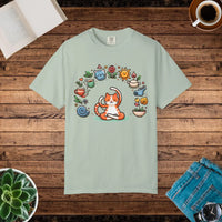 DipaliZ Cat Yoga Whimsical Pet Tee Garment-dyed T-shirt