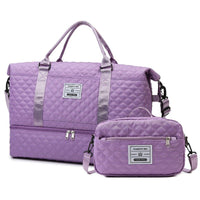 Checkered Dry-Wet Separation Sports Tote Bag Yoga Fitness Bag Large Capacity Shoe Compartment Travel Bag - Level Up Fitness Shop