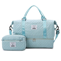 Checkered Dry-Wet Separation Sports Tote Bag Yoga Fitness Bag Large Capacity Shoe Compartment Travel Bag - Level Up Fitness Shop