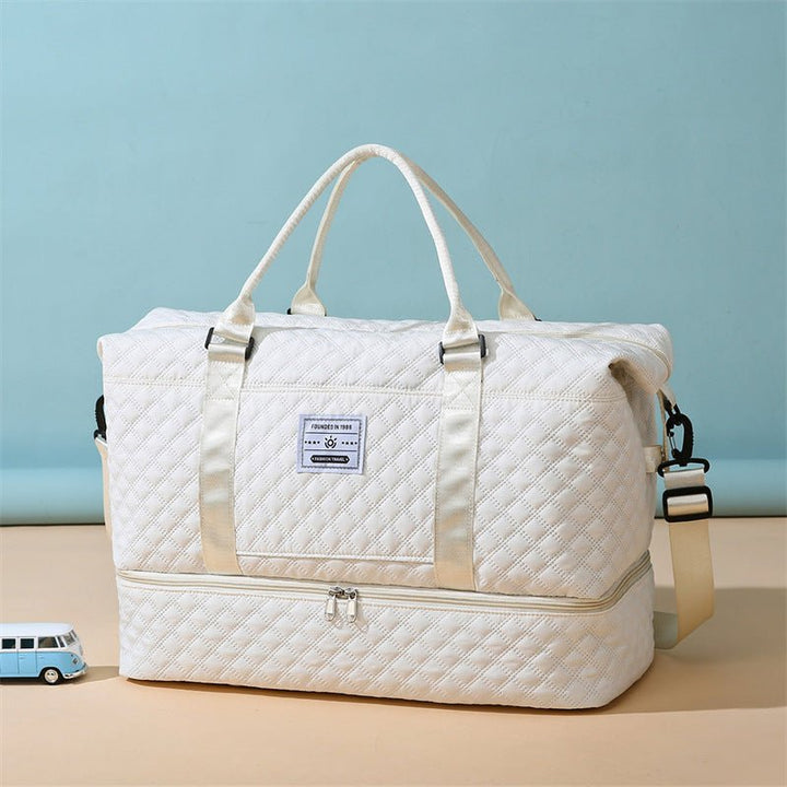 Checkered Dry-Wet Separation Sports Tote Bag Yoga Fitness Bag Large Capacity Shoe Compartment Travel Bag - Level Up Fitness Shop