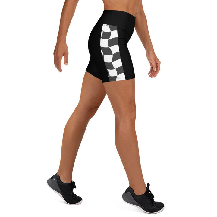 Checkered flag Yoga Shorts - Level Up Fitness Shop