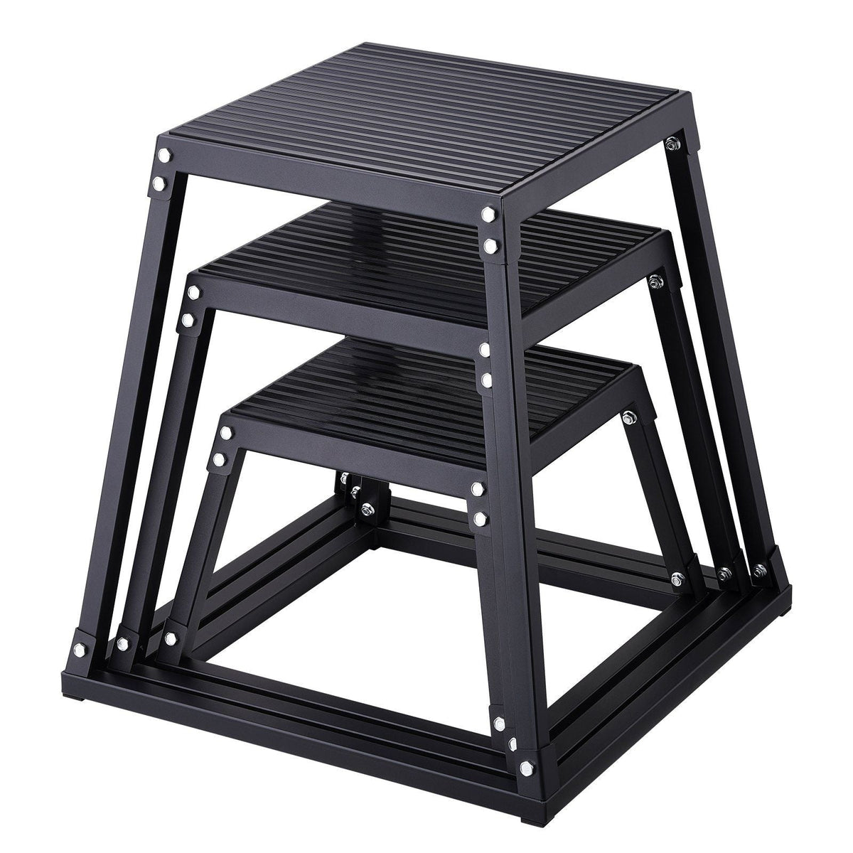 Plyometric Jump Boxes, 12/18/24 Inch Plyo Box, Platform and Jumping Agility Box, Anti-Slip Fitness Exercise Step Up Box Set for Home Gym Training, Conditioning Strength Training, Black