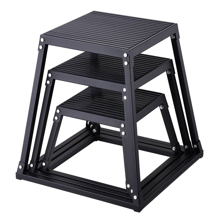 Plyometric Jump Boxes, 12/18/24 Inch Plyo Box, Platform and Jumping Agility Box, Anti-Slip Fitness Exercise Step Up Box Set for Home Gym Training, Conditioning Strength Training, Black