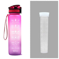 1L motivational water bottle for fitness Pink