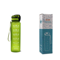 1L motivational water bottle for fitness Green