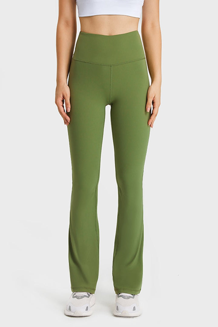 Elastic Waist Flare Yoga Pants - Level Up Fitness Shop