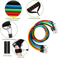 11Pcs Resistance Bands Set up to 100lbs resistance