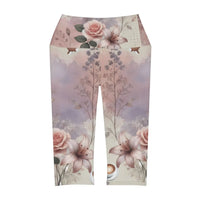 DipaliZ Flower Yoga Capri Leggings Comfort Yoga Capri