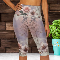 DipaliZ Flower Yoga Capri Leggings Comfort Yoga Capri