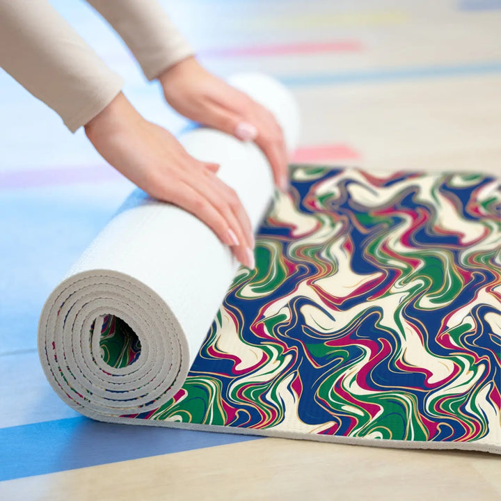 DipaliZ Foam Yoga Mat Vibrant Retro Swirl 24x72 Size